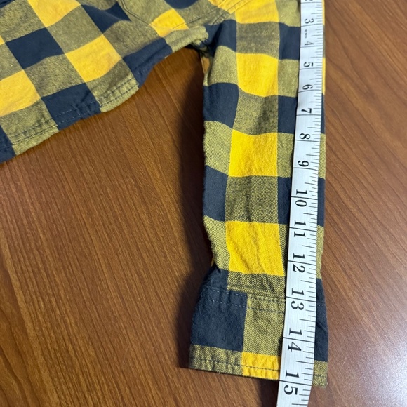 Cat & Jack Boys Flannel Plaid Collard Shirt Size XS Yellow/Black - Picture 9 of 9